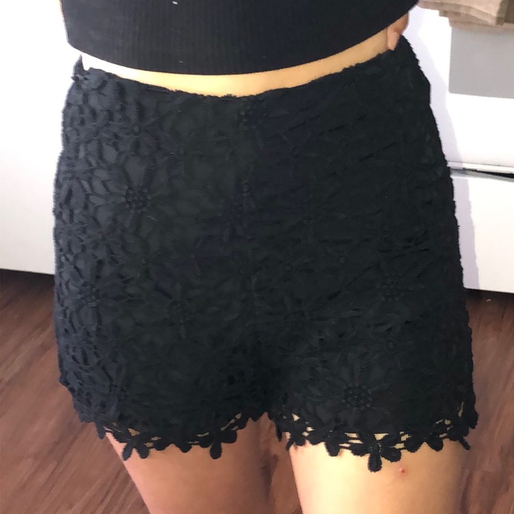 Lace zip up shorts